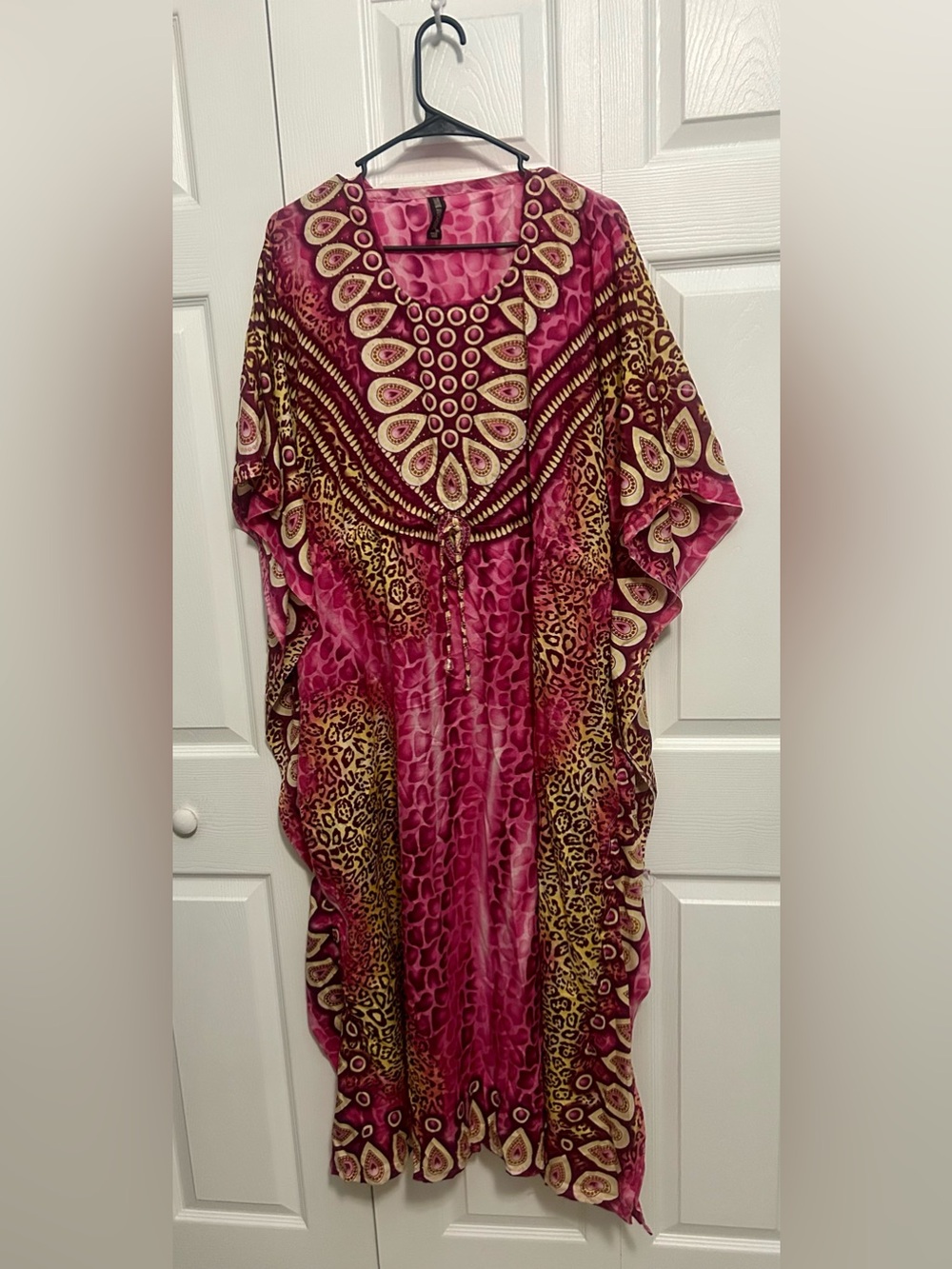 TRUE ROCK Pink Printed Silk-Like Kaftan Free Size